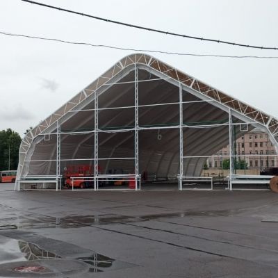 Утепленный каркасно тентовый ангар: музей ретро-автобусов - фото 5